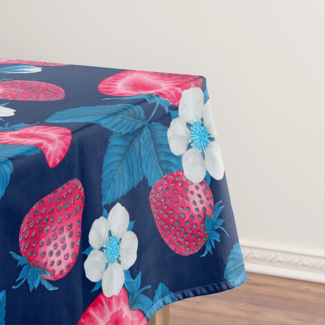 Rosa Erdbeeren auf blau Tischdecke (Beispiel)
