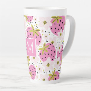 Rosa Erdbeeren Custom Monogram Milchtasse