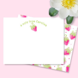 Rosa Erdbeeren & Dots Niedlich Girly Note Card Mitteilungskarte