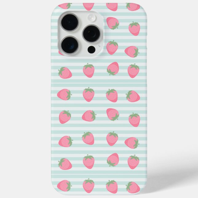 Rosa Erdbeeren Streifen Case-Mate iPhone Hülle (Rückseite)