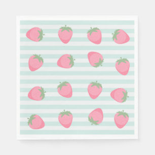 Rosa Erdbeeren Streifen Serviette