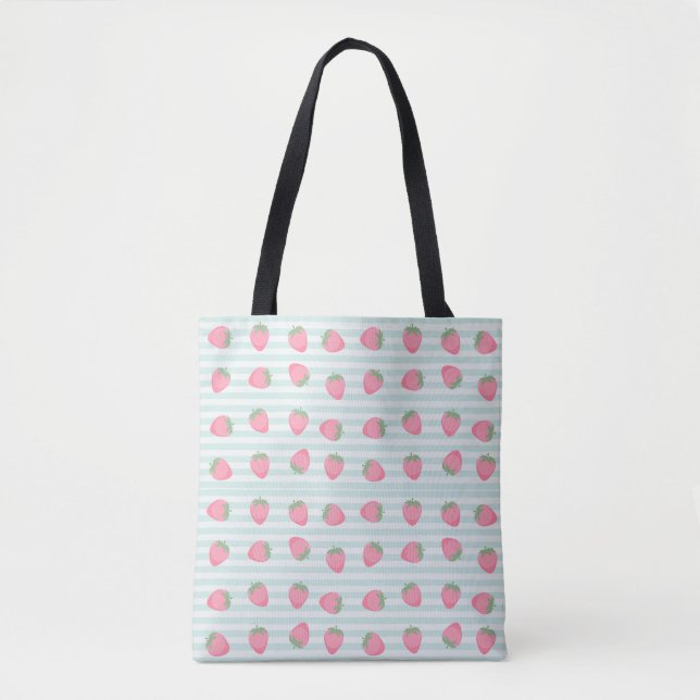 Rosa Erdbeeren Streifen Tasche (Vorderseite)
