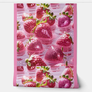 Rosa Erdbeeren Tapete
