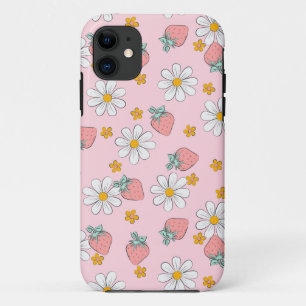 Rosa Erdbeeren und Molkereien gemustert Case-Mate iPhone Hülle