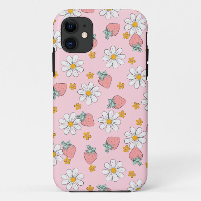 Rosa Erdbeeren und Molkereien gemustert Case-Mate iPhone Hülle (Rückseite)
