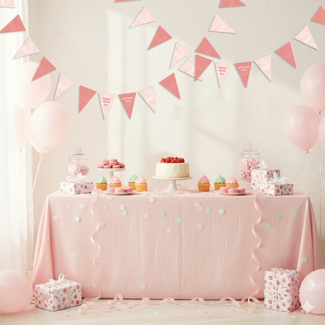 Rosa Erdbeeren Wasserfarbe Glücklich Geburtstag Wimpelkette (Von Creator hochgeladen)