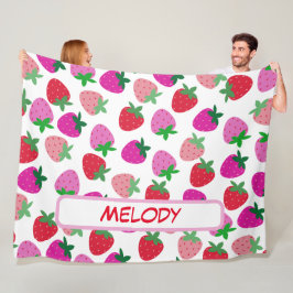 Rosa Erdbeerfeld Sommergebäck Naturfrüchte Fleecedecke