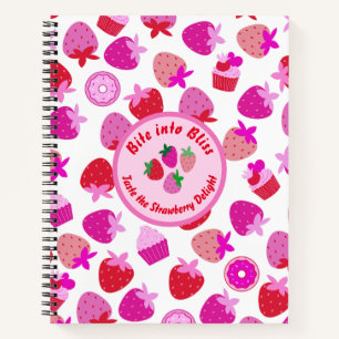 Rosa Erdbeerfeld Sommergebäck Naturfrüchte Notizbuch