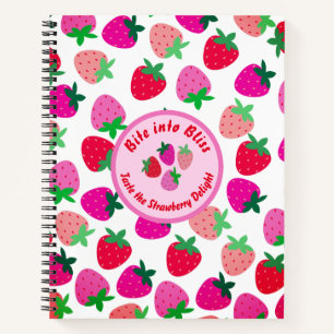 Rosa Erdbeerfeld Sommergebäck Naturfrüchte Notizbuch