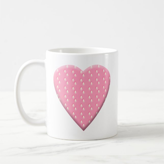 Rosa Erdbeerherz Kaffeetasse (Links)