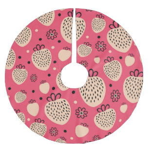 Rosa Erdbeermuster: nahtloses, süßes Design Polyester Weihnachtsbaumdecke