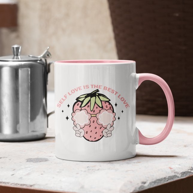 Rosa ErdbeerSelbstreinigung Liebe ist die beste Li Tasse (Von Creator hochgeladen)