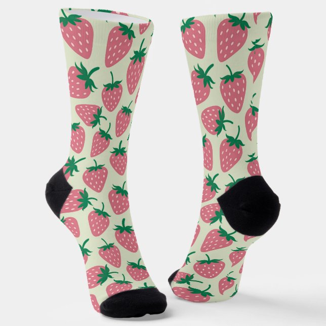 Rosa Erdbeersommer-Muster Socken (Gewinkelt)