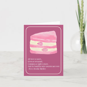 Rosa Erdbeertorte und Gedicht Valentinstagskarte Feiertagskarte