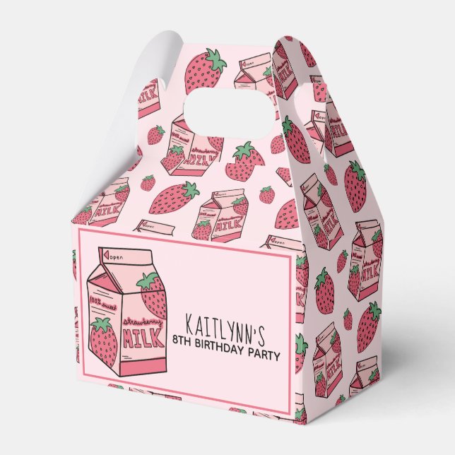 Rosa Erdbeerzmilch Muster Geschenkschachtel (Vorderseite)