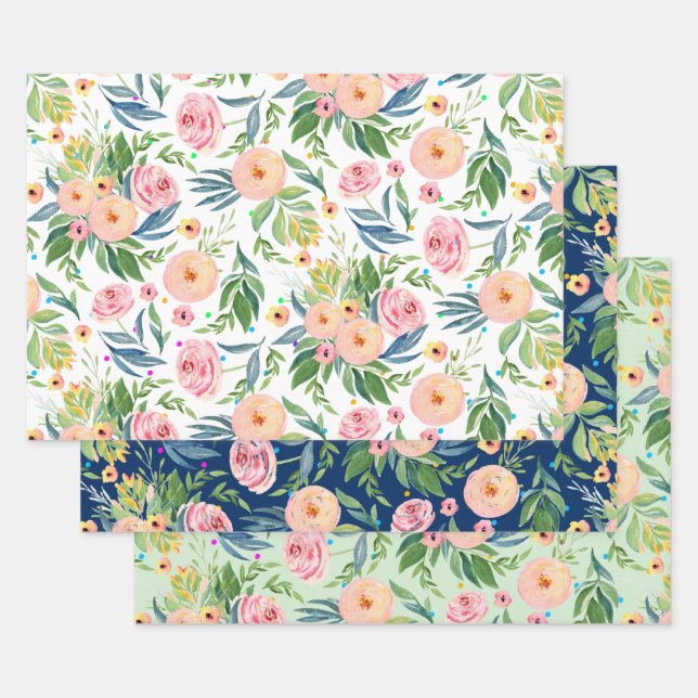 Rosa Erdnüsse Wasserfarbenmuster Geschenkpapier Set (Set)