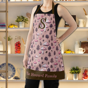 Rosa Erntedank Fall Mushroom Custom Monogram Schürze