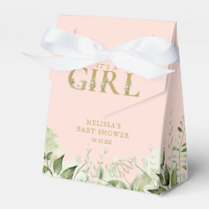 Rosa Erröten Es ist ein Mädchen Grün Gold Babypart Geschenkschachtel
