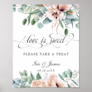 Rosa Erröten Florale Liebe ist süß Nimm ein Gesche Poster