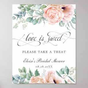 Rosa Erröten Florale Liebe ist süß Nimm ein Lecker Poster