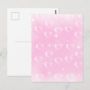 Rosa Erröten Funkeln und Herzen Postkarte