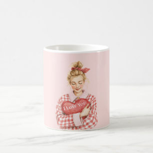 Rosa Erröten Liebe liegt in der Luft Rote Herzen Kaffeetasse