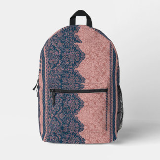 Rosa Erröten & marineblaue KI-Kunst Bedruckter Rucksack