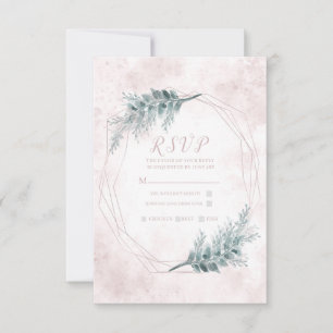 Rosa Erröten Wasserfarben Geometrische Botanische RSVP Karte