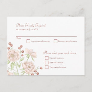 Rosa Errötend Hochzeit RSVP Moderne Antwort Feiertagspostkarte