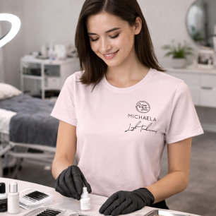 Rosa Errötend Mitarbeiter Name Business Logo Wimpe T-Shirt