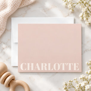 Rosa Errötend Personalisierter Name Preppy Minimal Mitteilungskarte