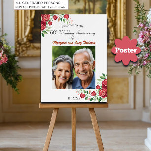 Rosa Errötende 60. Hochzeitsjubiläum Foto Willkomm Poster