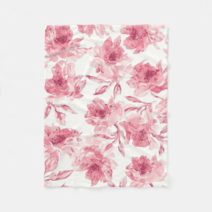Rosa Errötende Blüten Wasserfarben Gemalt Luftige Fleecedecke