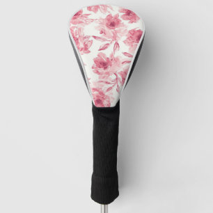 Rosa errötende Blüten Wasserfarben Gemalt Luftige  Golf Headcover