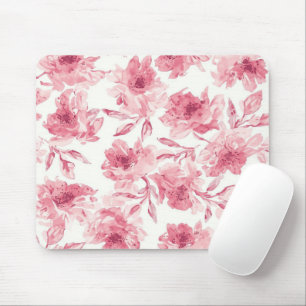 Rosa Errötende Blüten Wasserfarben Gemalt Luftige  Mousepad