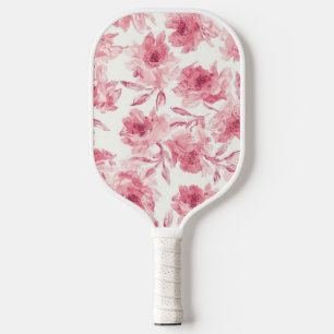 Rosa errötende Blüten Wasserfarben gemalt luftige Pickleball Schläger