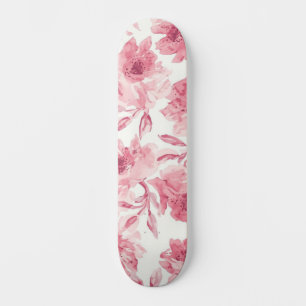 Rosa errötende Blüten Wasserfarben Gemalt Luftige Skateboard