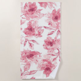 Rosa Errötende Blüten Wasserfarben Gemalt Luftige Strandtuch
