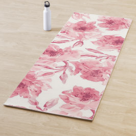 Rosa errötende Blüten Wasserfarben gemalt luftige Yogamatte