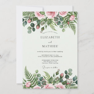 Rosa Errötende Botanische Hochzeit in Ruhe Einladung