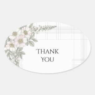 Rosa errötende Hochzeits-Danke-Sticker mit Tartan- Ovaler Aufkleber
