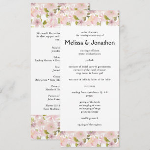 Rosa errötende Magnolien-Blumen-Hochzeitsprogramm Programm