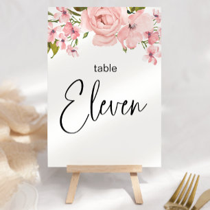 Rosa errötende Rosen Florale Hochzeit Tischnummer