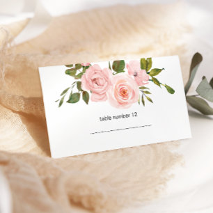 Rosa errötende Rosen Florale Hochzeits-Empfehlungs Platzkarte