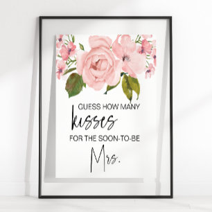 Rosa errötende Rosen Florales Errate wie viele Küs Poster