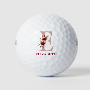Rosa errötendes Blumeninitial E Monogramm Golfball