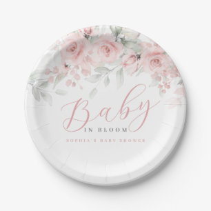 Rosa errötendes Blumenmädchen Baby in Blüte Pappteller