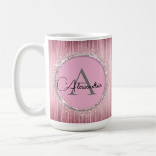 Rosa ErrötenGlitzerndes Monogramm Kaffeetasse