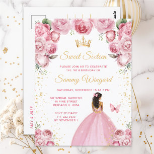 Rosa Errötung Dunkle Haut Prinzessin Sweet Sixteen Postkarte