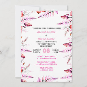 Rosa Errötung Elegante goldene Hochzeits-Einladung Save The Date